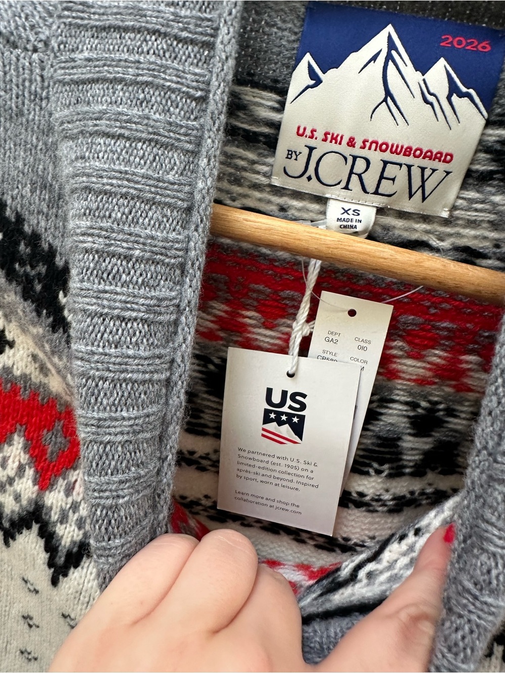 J Crew U.S. Ski & Snowboard Fair Isle Rollneck sweater vintage wool white red - Picture 7 of 11